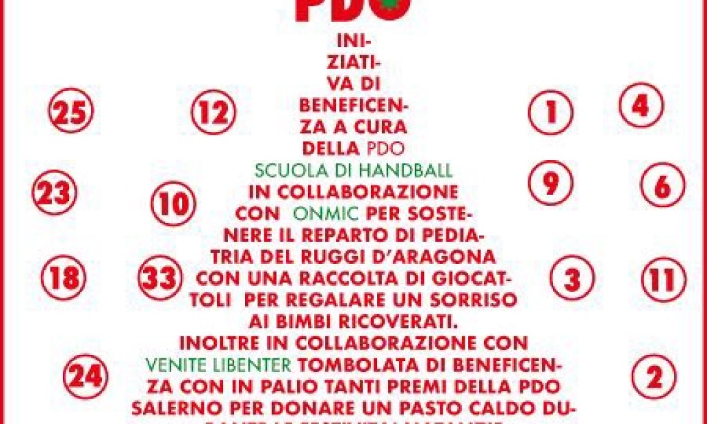 ONMIC e PDO HANDBALL presentano la Tombolata di Beneficenza e la Raccolta Doni per il Reparto di Pediatria del Ruggi di Salerno